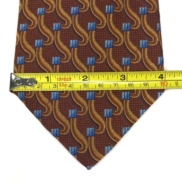 Jos. A. Bank Signature Collection Brown Blue Squares Elegant Office Tie Necktie - Picture 7 of 8